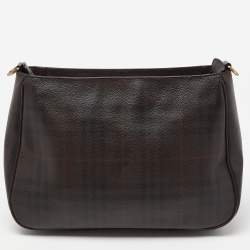 Pre Owned Burberry Brown Haymarket Check PVC Hobo