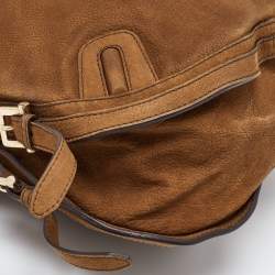 Pre Owned Burberry Brown Nubuck Leather Hobo