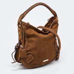 Pre Owned Burberry Brown Nubuck Leather Hobo