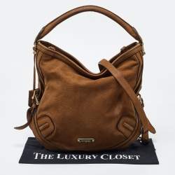 Pre Owned Burberry Brown Nubuck Leather Hobo