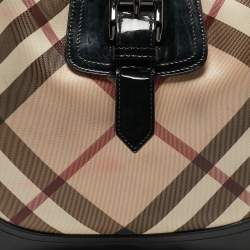 Pre Owned Burberry Black/Beige Nova Check PVC and Patent Leather Brooke Hobo