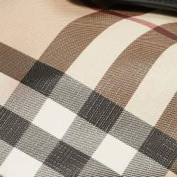 Pre Owned Burberry Black/Beige Nova Check PVC and Patent Leather Brooke Hobo