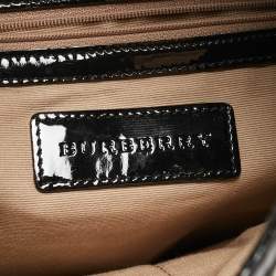 Pre Owned Burberry Black/Beige Nova Check PVC and Patent Leather Brooke Hobo