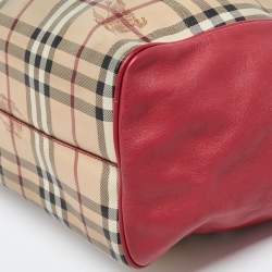 مملوكة مسبقًا Burberry Beige/Pink Haymarket Check PVC and Leather Small Canterbury Tote