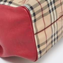 مملوكة مسبقًا Burberry Beige/Pink Haymarket Check PVC and Leather Small Canterbury Tote