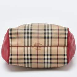 مملوكة مسبقًا Burberry Beige/Pink Haymarket Check PVC and Leather Small Canterbury Tote