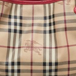 مملوكة مسبقًا Burberry Beige/Pink Haymarket Check PVC and Leather Small Canterbury Tote