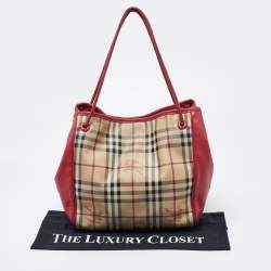 مملوكة مسبقًا Burberry Beige/Pink Haymarket Check PVC and Leather Small Canterbury Tote