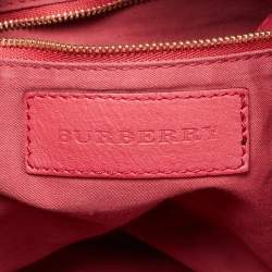 مملوكة مسبقًا Burberry Beige/Pink Haymarket Check PVC and Leather Small Canterbury Tote