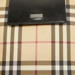 Burberry Black/Beige House Check PVC and Leather Slim Messenger Bag