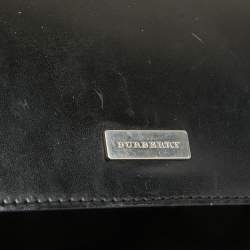 Burberry Black/Beige House Check PVC and Leather Slim Messenger Bag