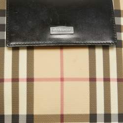 Burberry Black/Beige House Check PVC and Leather Slim Messenger Bag