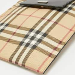 Burberry Black/Beige House Check PVC and Leather Slim Messenger Bag