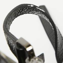 Pre Owned Burberry Black/White Beat Check Nylon and Patent Leather Lowry Shoulder Bag