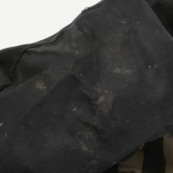 Pre Owned Burberry Black/White Beat Check Nylon and Patent Leather Lowry Shoulder Bag