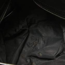 Pre Owned Burberry Black/White Beat Check Nylon and Patent Leather Lowry Shoulder Bag