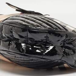 Burberry Black/Beige Nova Check PVC and Patent Leather Hobo