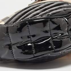 Burberry Black/Beige Nova Check PVC and Patent Leather Hobo