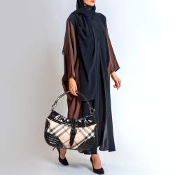 Burberry Black/Beige Nova Check PVC and Patent Leather Hobo
