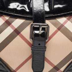 Burberry Black/Beige Nova Check PVC and Patent Leather Hobo