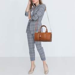 Pre Owned Burberry Brown Leather Medium Alchester Bowler Bag