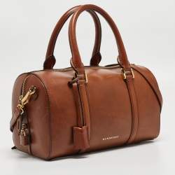 Pre Owned Burberry Brown Leather Medium Alchester Bowler Bag