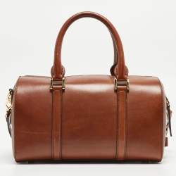 Pre Owned Burberry Brown Leather Medium Alchester Bowler Bag