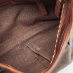 Pre Owned Burberry Dark Tan Smoked Beat Check Coated Canvas Small Brooklyn Hobo