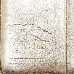 Pre Owned Burberry Beige/Gold Nova Check PVC and Leather Compact Wallet