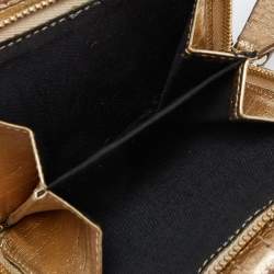 Pre Owned Burberry Beige/Gold Nova Check PVC and Leather Compact Wallet