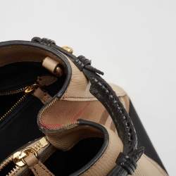 Pre Owned Burberry Multicolor Snakeskin, Leather and House Check Canvas Medium Beasts Banner Tote