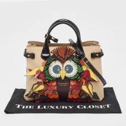 Pre Owned Burberry Multicolor Snakeskin, Leather and House Check Canvas Medium Beasts Banner Tote