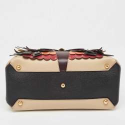 Pre Owned Burberry Multicolor Snakeskin, Leather and House Check Canvas Medium Beasts Banner Tote