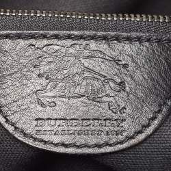Pre Owned Burberry Black/Beige House Check Canvas and Leather Phoebe Hobo