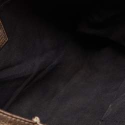 Pre Owned Burberry Beige/Gold Haymarket Check PVC and Leather Hobo