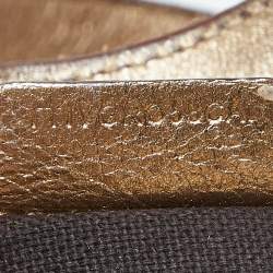 Pre Owned Burberry Beige/Gold Haymarket Check PVC and Leather Hobo