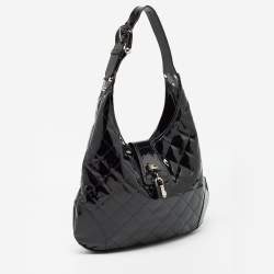 Pre Owned Burberry Black Quilted Patent Leather Brooke Hobo