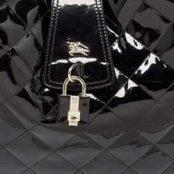 Pre Owned Burberry Black Quilted Patent Leather Brooke Hobo