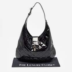 Pre Owned Burberry Black Quilted Patent Leather Brooke Hobo