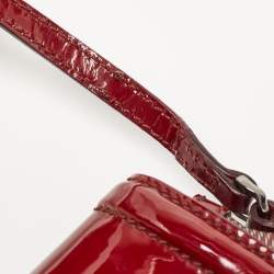 Pre Owned Burberry Burgundy/Beige House Check PVC and Patent Leather Heart Flap Crossbody Bag