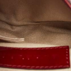Pre Owned Burberry Burgundy/Beige House Check PVC and Patent Leather Heart Flap Crossbody Bag