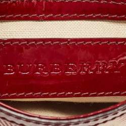 Pre Owned Burberry Burgundy/Beige House Check PVC and Patent Leather Heart Flap Crossbody Bag