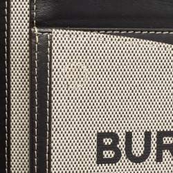 Pre Owned Burberry Black/Brown Leather and Canvas Mini Pocket Tote