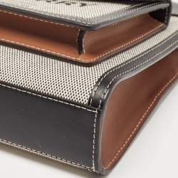 Pre Owned Burberry Black/Brown Leather and Canvas Mini Pocket Tote