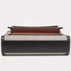 Pre Owned Burberry Black/Brown Leather and Canvas Mini Pocket Tote