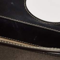 Pre Owned Burberry Black/Brown Leather and Canvas Mini Pocket Tote