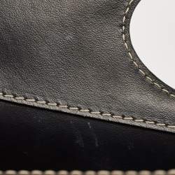 Pre Owned Burberry Black/Brown Leather and Canvas Mini Pocket Tote