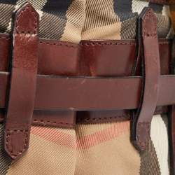 مملوكة مسبقًا Burberry Brown/Beige House Check Canvas and Leather Rowan Satchel