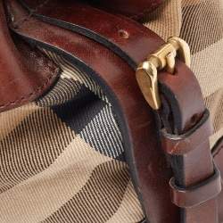مملوكة مسبقًا Burberry Brown/Beige House Check Canvas and Leather Rowan Satchel