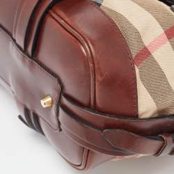 مملوكة مسبقًا Burberry Brown/Beige House Check Canvas and Leather Rowan Satchel